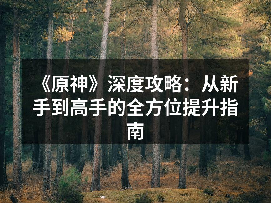 《原神》深度攻略：从新手到高手的全方位提升指南